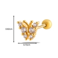 Clou d'oreille papillon doré avec zircons et fermoir à vis, taille 0,62x0,73cm - Papillon Pavé de Zirconia - Couleur Or (4#)