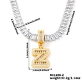 Golden letter Z pendant necklace with sparkling cubic zirconia on a square link chain - Letter Z