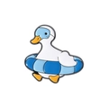 Cartoon duck enamel pin wearing a blue eye mask and lifebuoy animal brooch - Duck with Swim Ring