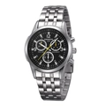 Montre chronographe étanche pour homme en acier inoxydable argenté et cadran noir - Bracelet en Acier Inoxydable Cadran Noir