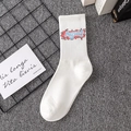 White crew sock featuring a blue and red graffiti style Myself print in cotton blend - Unisex (35-44) / 9 Series Style 08 (Myself)