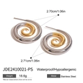 Minimalist two-tone spiral stainless steel stud earrings in gold and silver finish - Two Tone Gold Silver Spiral Style (JDE2410021-PS)