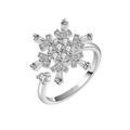 Bague flocon de neige pivotante en argent 925 avec zircons et anneau ajustable de luxe - Style Flocon de Neige Zircone Blanche (NJ1041)
