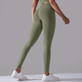Naadloze yoga broek met hoge taille in olijfgroen met een corrigerende pasvorm - S / Pants / Groengrijs
