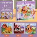 3-in-1 farm animal magnetic puzzle set for toddlers with 9, 12, and 16 piece levels - Farm Theme [3-in-1 Magnetic Book]