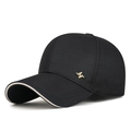 Klassieke zwarte business baseballpet met crème sandwichklep en gouden metalen logo - Verstelbaar / Zwart
