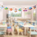 Space themed birthday banner with astronaut and rocket cutouts, 18x20cm per piece - Space Exploration (LU-18)