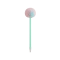 Close-up of pastel green pen with pink and blue gradient fluffy faux fur pom pom - Round / Green