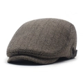 Bruine visgraat flat cap voor heren met verstelbare metalen gesp aan de zijkant - M (56-58cm) / koffiekleur