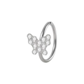 Anello al naso a farfalla in argento con cristalli cechi e cerchio in acciaio inossidabile - 0.8x8mm / Colore Argento - Farfalla in Strass Bianco
