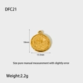 Detail view of 18mm gold plated stainless steel coin pendant with portrait relief - Gold Coin Portrait (DFC21)