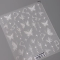 White butterfly embossed nail art stickers with star patterns on frosted base TS-3492 - Light Smoke Butterfly(TS-3492)