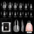 Tabla de tallas para 48 uñas de gel suave ultrafinas en 12 tamaños con dimensiones - Forma de Almendra (02) / Bolsa de 48 Piezas