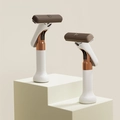 Dual pack of minimalist white handheld spray mops with rose gold and brown accents - Electroplated Spray Mop Set (1 Rod + 1 Soft Cotton Head) / Electroplating Color