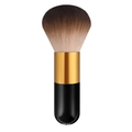 Single black handle foundation brush with gold ferrule and dual-tone gradient bristles - Big Chubby Black Gold Grape Purple Hair (With Net)