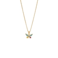 Collier en acier doré avec pendentif papillon en émail coloré sur fond blanc pur - Style de Papillon Coloré(10#)