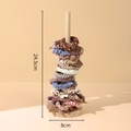 Wooden hair accessory stand with colorful scrunchies and pearl bands, height 24.5cm - Solid Wood Large Scrunchie Holder