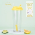 Lemon yellow 880ml Tritan straw cup with telescopic straw for bubble tea and easy cleaning - Lemon Yellow