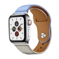 Light blue and beige leather magnetic strap for Apple Watch with silver metal buckle - 22mm / Lavender White