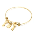 Minimalist gold stainless steel bangle featuring lock and key charms in a polished finish - Gold Color 14*8mm Starburst Lock (KB144898-Z)