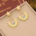 Gold celestial earrings with star and moon charms on elegant jewelry box display - 3# Earrings
