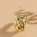 14K gold plated ring featuring a quilted cross-over pattern and rivet details - Rhombus (Gold)