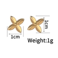 Detailed view of 18K gold plated petal stud earrings with 1cm size and 1g weight - Simple Petal Studs (JZE834-D)