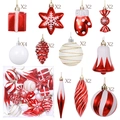 Weihnachtsschmuck-Set in Rot und Weiß mit Glitzer-Süßigkeiten und Sternen in Box - Stil 1 (Handschuh-Set)