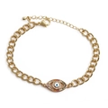 Gold plated Turkish Evil Eye chain bracelet with colorful crystal accents and lobster clasp - Oval Evil Eye-CB00188CX