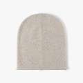 Winter rabbit fur knit beanie hat in oatmeal heather color for outdoor warmth - Adjustable / Beige