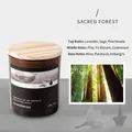 Sacred Forest scented soy candle in brown glass jar with wooden lid and 140g essential oils - Sacred Forest