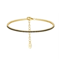 S925 sterling silver bracelet in gold finish with single row of black cubic zirconia stones - 14K Gold Plated Style / Gold (Black Rhinestone)