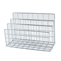 Silver metal wire mesh desk organizer with three compartments for office documents - Silver