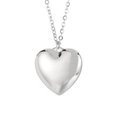 Polished silver heart pendant necklace with matching chain in stainless steel - Heart Pendant Necklace (KN27017-Z) / Steel Color (Silver)
