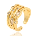 Adjustable multi-layer gold ring with micro-paved cubic zirconia for women - Four-Layer Intertwined Style