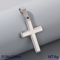 Minimalist silver titanium steel cross pendant necklace with 34x22mm size dimensions - Pendant Only / Steel