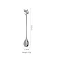 Silver stainless steel long handle coffee spoon with leaf shaped handle design, 16.6cm - 16.6cm Silver Leaf Spoon (Thickened)