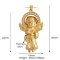 Gold-plated copper angel pendant with halo crystals and small cross, 30mm height - Orange L021138-Gold Angel CZ Decor