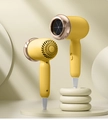 Dettaglio fronte e retro di piccoli asciugacapelli gialli per bambini con bocchette d'oro - P1 (800W) / Giallo
