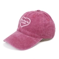 Detail of a magenta washed cotton baseball cap with white embroidered Ofr.Paris heart logo - Burgundy