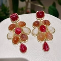 2510123 Orange-brown Teardrop Leaf Earrings