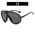 Gafas de sol de ciclismo negras de gran tamaño con diamantes de imitación C2 - Montura Negro Brillante Lentes Grises Diamantes Negros