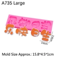 Pink Happy Birthday silicone mold for fondant cake decoration and chocolate crafting - 4# Chinese Birthday Greeting Large / Pink