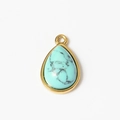 Water-drop turquoise pendant with gold-plated stainless steel frame for DIY jewelry - Small / 5# Turquoise Blue