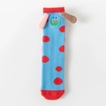 Chaussette en polaire corail bleue à pois rouges avec de mignonnes oreilles 3D de dessin animé - Bleu Rouge à Pois