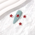 Pentagram nail art charms in vibrant red crystal finish with 3D star alloy design - Silver Red Zirconia