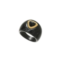 Fashionable titanium steel ring with black marble resin and triangular black stone inlay - Gold Black