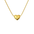 Polished gold heart pendant necklace with 3D letter O and fine snake chain - Letter O (Snake Chain)