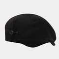 Detail of adjustable drawstring buckle and textured black fabric on the flat cap - One Size(Adjustable) / Black