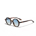 Vintage round tortoiseshell sunglasses featuring stylish blue gradient lenses for women - Tortoise